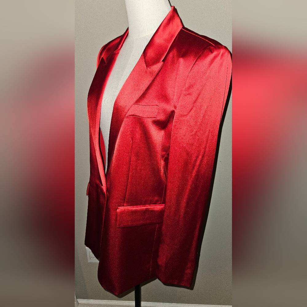 GORGEOUS! Antonio‎ Melani Satin Bemadette One Button Jacket: Scarlet: Size- 8 - Picture 3 of 13